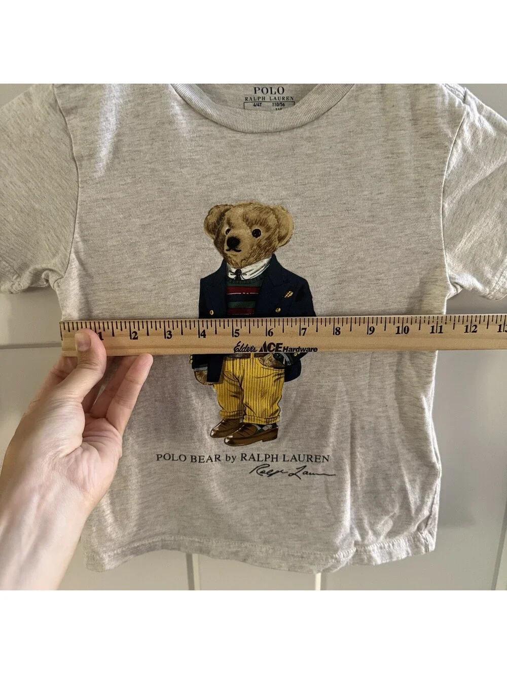 Polo Ralph Lauren Bear T-Shirt Kids 4T Gray Graphic Short Sleeve Cotton Tee